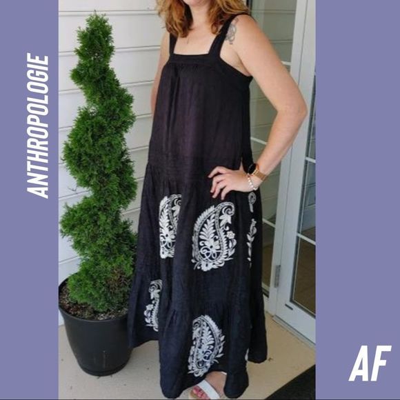 ANTHROPOLOGIE FELICITY MAXI DRESS NEW SIZE SMALL BLACK - Picture 5 of 12